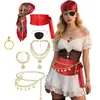 Nuevo Juego de Accesorios para Fiesta de Disfraces de Halloween Transfronteriza - Pañuelo para la Cabeza, Cinturón, Collar, Pulsera de Pirata