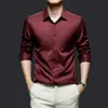 Camisa de Hombre para Comercio Exterior Sin Planchar Anti-arrugas Camisa de Vestir Casual de Negocios Fácil Cuidado Camisa Satén de Seda Sensación de Alta Gama