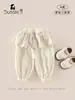 Calça Comprida para Meninas 2026 Nova Primavera Estilo Versátil para Bebês, Roupa Externa Estilosa com Babados Florais e Aba na Cintura