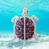 Nuevo Collar con Colgante de Tortuga Pequeña Brillante y Linda para Mujer Creativo Collar de Tortuga con Diamantes Cadena para Clavícula Joyería Infantil