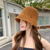 Verão Novo Chapéu Tricotado Cor Sólida Chapéu Balde Feminino Protetor Solar Sombra Respirável Chapéu Bacia Pequeno Mostrando o Rosto Moda Trendy