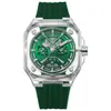 Relógio Masculino Transparente Moda Quadrado Vazado Fabricante Original Comércio Exterior High-End Casual Quartzo Silicone