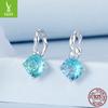 Brincos de prata charme verão novos brincos de turmalina azul verde elegantes de alto sentido s925 brincos de prata esterlina atacado