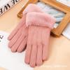 Guantes cálidos de gamuza para mujer, guantes de otoño e invierno, lindos guantes de montar con lazo, forro polar grueso, guantes con pantalla táctil