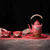 Palacio Imperial grulla roja juego de té cultural una tetera dos tazas bandeja caja de regalo inauguración de casa regalo de cumpleaños para padre regalo para la mano