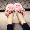 Sandalias de Dama de Verano con Lentejuelas de Flores, Plataforma con Tacón de Espiga, Zapatos de Mujer, Sandalias Transpirables Antideslizantes para Vacaciones en la Playa
