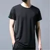Camiseta Masculina de Verão Solta, Confortável, Respirável, Fresca de Seda de Gelo de Manga Curta, Simples e Versátil, Camiseta Esportiva de Malha de Secagem Rápida para Homens
