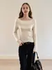 Nuevo top de punto de manga larga con cuello redondo, estilo coreano ins, moda versátil para mujer, corte ajustado y favorecedor, moderno 19774