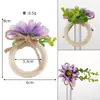 Anillo de servilleta de flor artificial de madera, hebilla de servilleta de margarita de cuerda de cáñamo, decoración de mesa de banquete, anillo de servilleta para fiesta de bodas, en stock