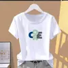 Camiseta Casual de Alta Qualidade com Estampa de Letras, Manga Curta para Mulheres, Verão, Gola Redonda, Solta e Versátil, Top da Moda Estilo Mãe