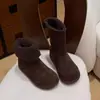 Sapatos Femininos Inverno Pequeno Aquecedor 2025 Novo Cabeça de Manga Estilo Coreano Forrado com Lã Duas Formas Cano Alto Botas de Algodão Botas de Neve para Mulheres
