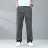 Calça Jeans de Tencel para Homem, Estilo Verão Fino, Corte Reto Largo Solto, Calça Casual Masculina Tamanho Grande, Calça Longa Ultra-Fina de Seda Gelada
