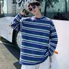 Camiseta de manga larga a rayas con estampado digital, moderna y versátil, un nuevo estilo casual para hombres y mujeres, perfecta para otoño e invierno