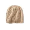 Gorro de Tricô Feminino Cashmere 2026 Outono/Inverno Novo Estilo High-End Cor Sólida Trançado Grosso Quente Fashionable Casual