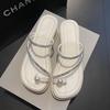 Sandalias Francesas de Cuña sin Cierre para Exteriores Estilo Hada Suela Gruesa Nuevo Diseño 2025 Zapatillas de Tacón Alto de Nicho
