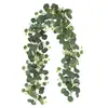 Atacado do Fabricante Folhas de Eucalipto e Cipós de Gipsofila, Cipós Pendurados na Parede para Decoração de Casamento, Folhas Impressas de Seda Artificial, Cipós de Flores Artificiais