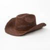 Sombrero vaquero de paja de rafia tejido a mano casual de moda primavera y verano con cuerda para atar, a prueba de viento, protector solar, sombrero de paja, marea