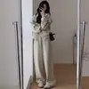 430 # Conjunto Esportivo de Veludo Espesso para Mulheres no Outono e Inverno Estilo Coreano Solto Moda Celebridade da Internet Moletom Casual Conjunto de Duas Peças
