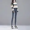 Pantalones vaqueros elásticos para mujer, pantalones pitillo, otoño e invierno, nuevos, doble hebilla, cintura alta, estilo coreano, adelgazantes, ajustados, cropped, versátiles, pantalones de lápiz