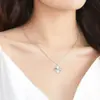 Collar con Colgante de Trébol de Cuatro Hojas de Plata de Ley S925, Doble Cara, Grabado Láser de Nicho, Cadena de Clavícula de Lujo Ligero de Gama Alta para Mujer