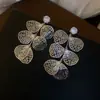 Pendientes de Borla con Forma de Abanico de Zirconia con Aguja de Plata Recubierta de Oro Real de 18 Quilates Pendientes de Nicho de Gama Alta Pendientes Personalizados para Mujer