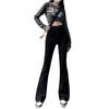 Jeans Acampanados Negros para Mujer 2025, Delgados de Cintura Alta Ajustados Estilo Hot Girl, Pantalones Bootcut Elásticos Retro Americanos