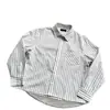 Camisa Seersucker Rayada Cleanfit Coreana, Camisa Casual de Manga Larga Hombro Recto de Alta Inteligencia, Top Rayado Retro