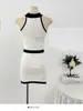 Vestido Blanco sin Mangas Hombros Descubiertos Estilo Chanel para Mujer, Otoño e Invierno, Estilo Socialité Puro y Elegante, Corte Ajustado, Capa Interior, Falda Corta Bodycon