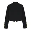 Ropa de comercio exterior para mujer 2026 Estilo europeo y americano moderno casual blazer con cuello alto decorado con botones anudados B126220