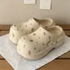 Zapatos de Malla para Mujer Estilo Coreano, Cómodos Zuecos de Verano con Suela Gruesa en Colores de Bloque y Estrella, Zapatos de Chef
