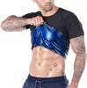 Sudadera para Hombre Transfronteriza Chaleco Moldeador Corporal Azul Científico Fondo Capa Cremallera Chaleco Fitness Deportes Manga Larga Manga Corta
