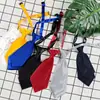 Corbata de color liso versátil uniforme profesional para hombre y mujer estilo coreano corbata de lazo de uniforme escolar doble capa corta para actuación en grupo cuello
