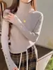 Suéteres de Estilo Suave con Aspecto Adelgazante para Mujeres en Invierno Tallas Grandes mm Gorditos con Parte Inferior de Alto Fondo Suéter de Cuello Semialto