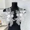 Aplique de Renda Branca com Bordado Floral para Vestidos de Noiva, Acessórios Artesanais DIY, Adornos de Cabeça para Noivas e Roupas