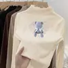 Camiseta Básica con Volantes para Niña Pequeña, Nueva Camiseta de Manga Larga de Terciopelo Engrosado de Cuello Semi-Alto para Otoño e Invierno, Moderna y Versátil para Niños