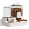 Alimentador y dispensador de agua automático por gravedad para mascotas 2 en 1, Almacenamiento de alimentos sellado transparente de 1.8L, Tazón de agua con recarga automática de 0.8L, Juego de alimentación anti-desbordamiento para gatos y perros pequeños y medianos