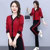 Traje elegante para madre, estilo coreano, estilo occidental, adelgazante, reductor de edad, talla grande, top y pantalones rectos, traje de dos piezas para mujeres de mediana edad y mayores.