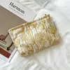 Bolsa de Maquiagem Bordada com Fio de Ouro Estilo Retrô, Bolsa de Mão de Tecido de Grande Capacidade para Armazenamento de Skincare, Necessaire