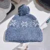 Gorro de Punto Jacquard con Bola de Pelo Estilo Coreano Nuevo Otoño e Invierno 2025 al por Mayor para Mujeres con Circunferencia de Cabeza Grande y Rostro Pequeño Gorro de Lana