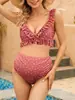Nuevo Traje de Baño Europeo y Americano para Mujeres Embarazadas Bikini Sexy con Espalda Descubierta Estampado Comercio Exterior Transfronterizo Traje de Baño Dividido Holgado para Mujeres