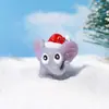 Mini Figuras de Animales de Resina con Gorros de Navidad, Lindas Formas de Ciervo, Adecuadas para Paisajes en Miniatura y Escenas de Nieve