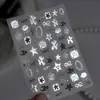 Pegatinas para Uñas Repujadas Plateado Líquido Estilo Y2K DIY Hechas a Mano Dulces Geniales Estrella Lazo Nube Cachorro Pegatinas para Uñas Francesas