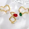 Anillos de Piedras Preciosas con Forma de Ola Más Vendidos en Europa y América, Versátiles Estilos Multicolor, Suministro Transfronterizo por Transmisión en Vivo, En Stock, Dropshipping de Una Pieza