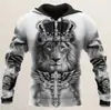 Impressão Digital 3D Europeia e Americana Leão Estampa de Transferência de Calor Moletom Masculino Novo Popular Suéter Masculino Tigre Suéter Masculino