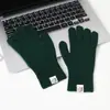 Guantes de punto de lana para mujer de otoño e invierno con contenido de lana, a prueba de frío, cálidos para estudiantes, con muñeca y dedos engrosados