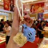 Cadena para Teléfono Móvil de Trébol de Cuatro Hojas Dorado 999 de la Suerte con Llavero de Dinero Concha de Agua Colgante Dorado Mismo Estilo como Regalo