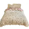 Conjunto de Quatro Peças de Renda Cartoon de Inverno Leite Veludo Espesso Quente Coral Flanela Capa de Edredom Lençol de Elástico Lençol de Cama Conjunto de Três Peças