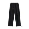 Calça de Moletom Cinza Feminina para Outono, Cintura Alta, Calça Reta Fluida de Perna Larga, Estilo Americano Petite Casual, Calça de Moletom Forrada com Fleece para Outono/Inverno