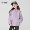 Jaqueta com Capuz Forrada de Lã Nova de Inverno para Meninas Little Fitter, Top Leve para Uso Externo para Crianças Maiores