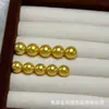Perlas de Vidrio Shijia de Agujero Único, Perlas Redondas de Medio Agujero, Aretes Rojo Angora Dorado, Accesorios de Joyería, Perlas Sueltas, Colgantes para DIY